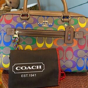 Coach Mini Rowan Signature  “C” Logo with Rainbow Colors